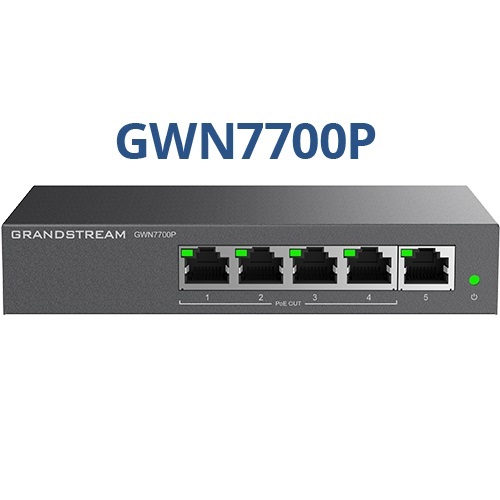 [GWN7700P] Grandstream GWN7700P, 5 Port Switch, 4 Port PoE+